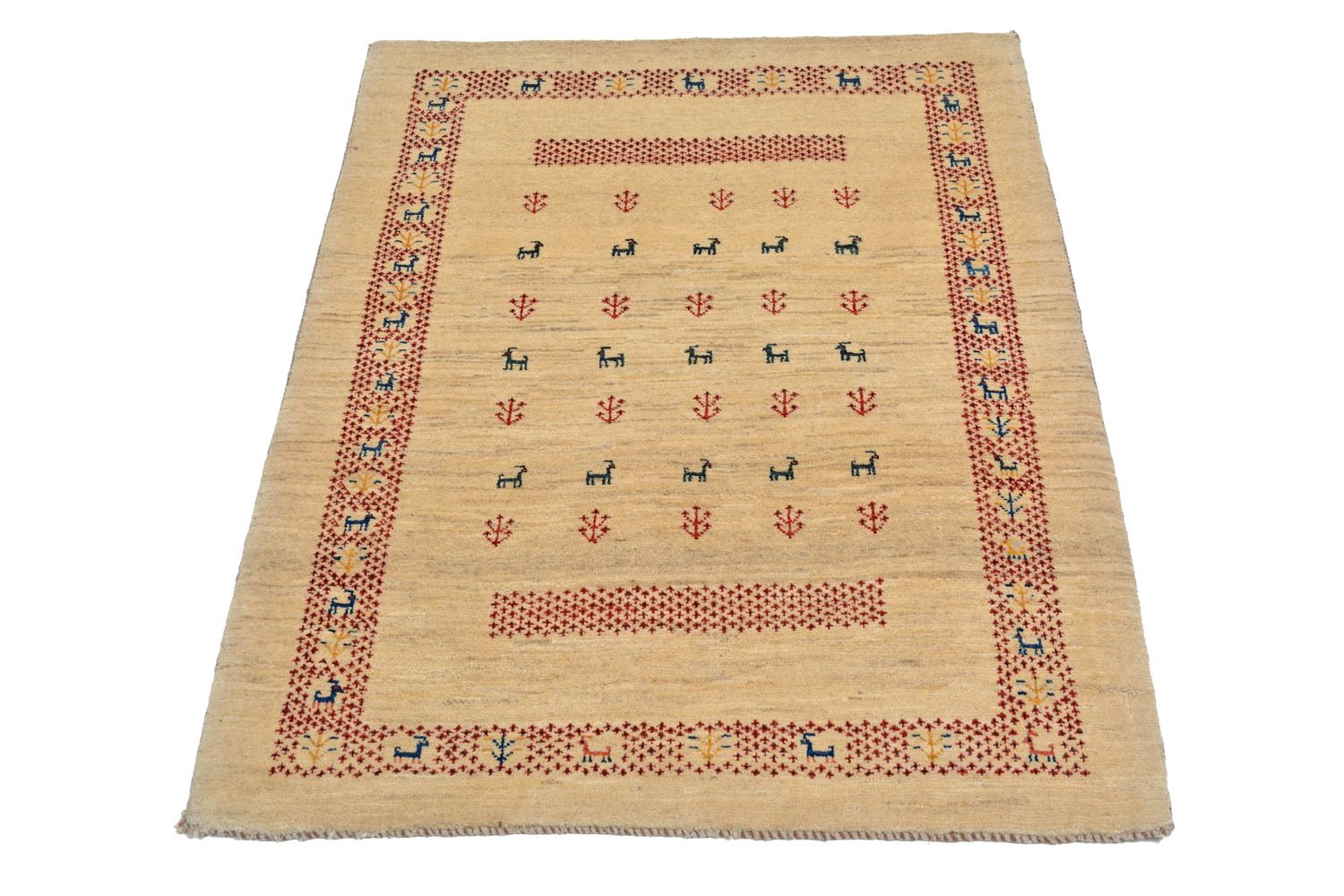 Gabbeh Teppich - Loribaft Perser 113 x 84 cm - beige