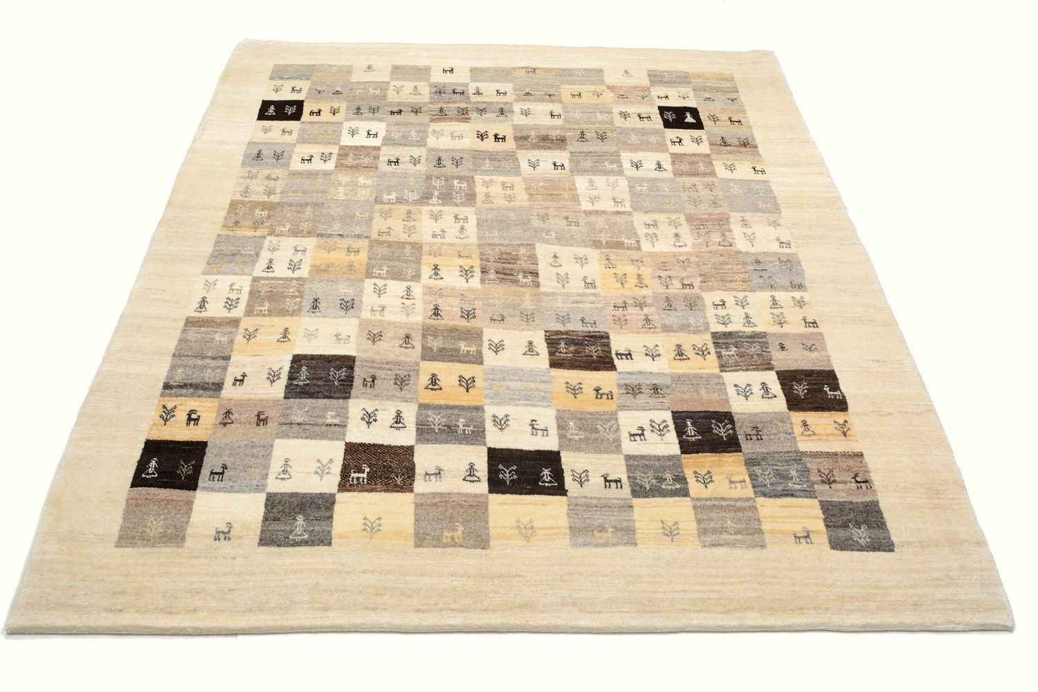 Gabbeh Teppich - Loribaft Perser 191 x 154 cm - hellbraun