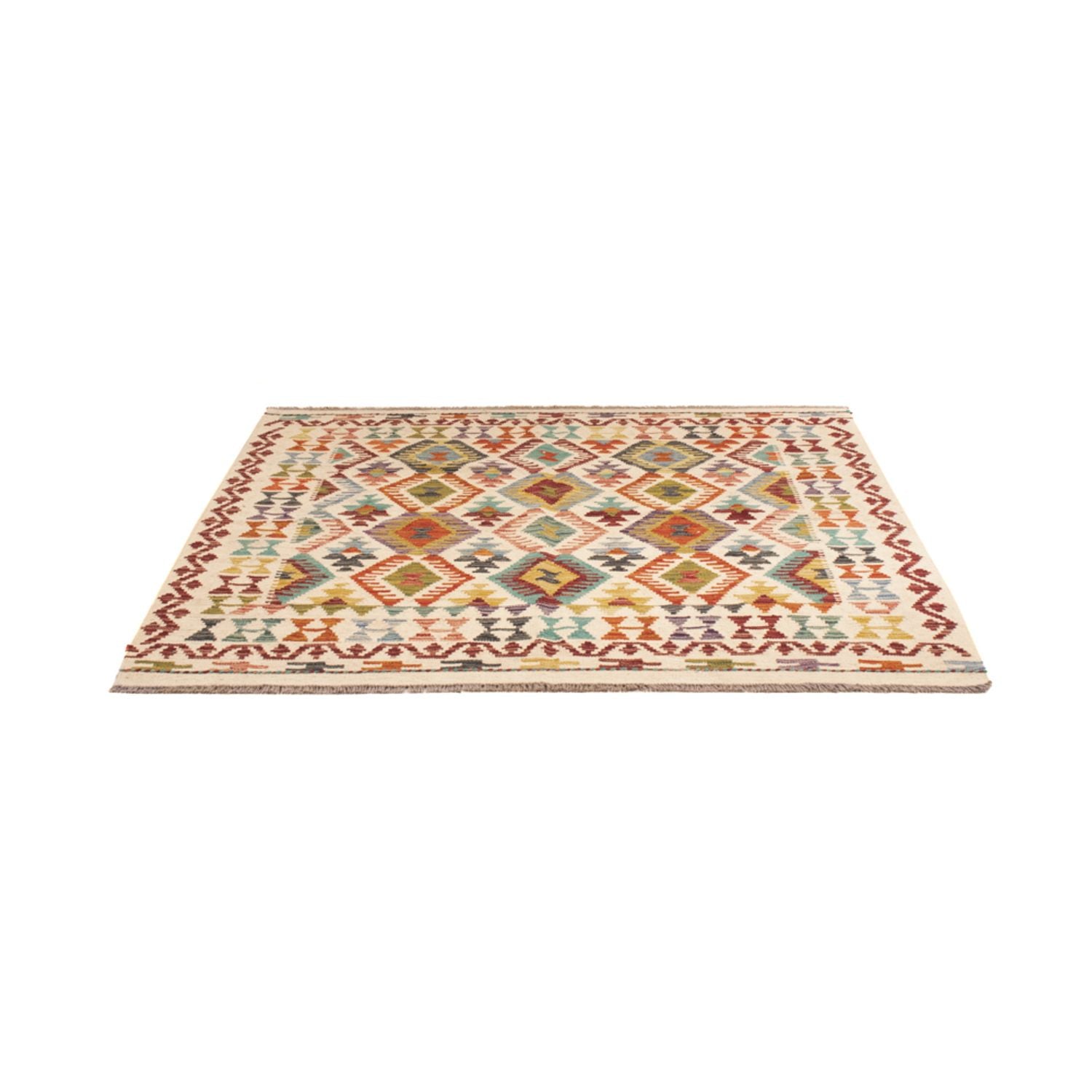 Kelim Teppich - Splash quadratisch  - 154 x 143 cm - mehrfarbig