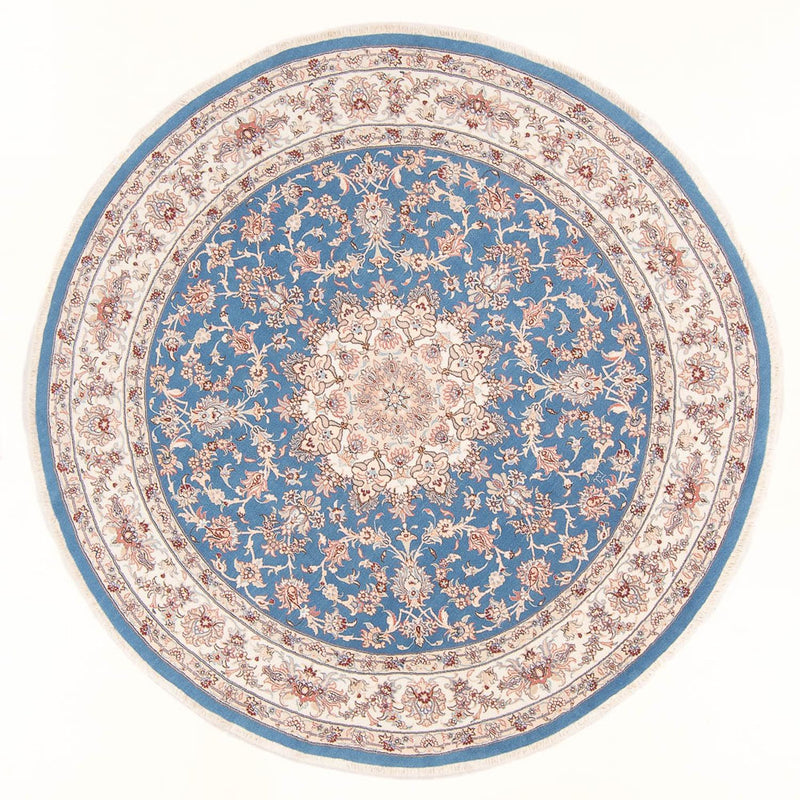 Perserteppich - Täbriz - Royal rund  - 200 x 200 cm - blau
