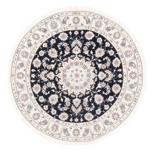 Perserteppich - Nain - Premium rund  - 105 x 104 cm - dunkelblau
