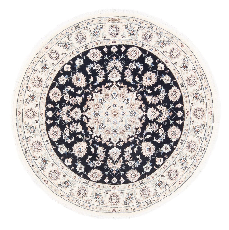 Perserteppich - Nain - Premium rund  - 105 x 104 cm - dunkelblau