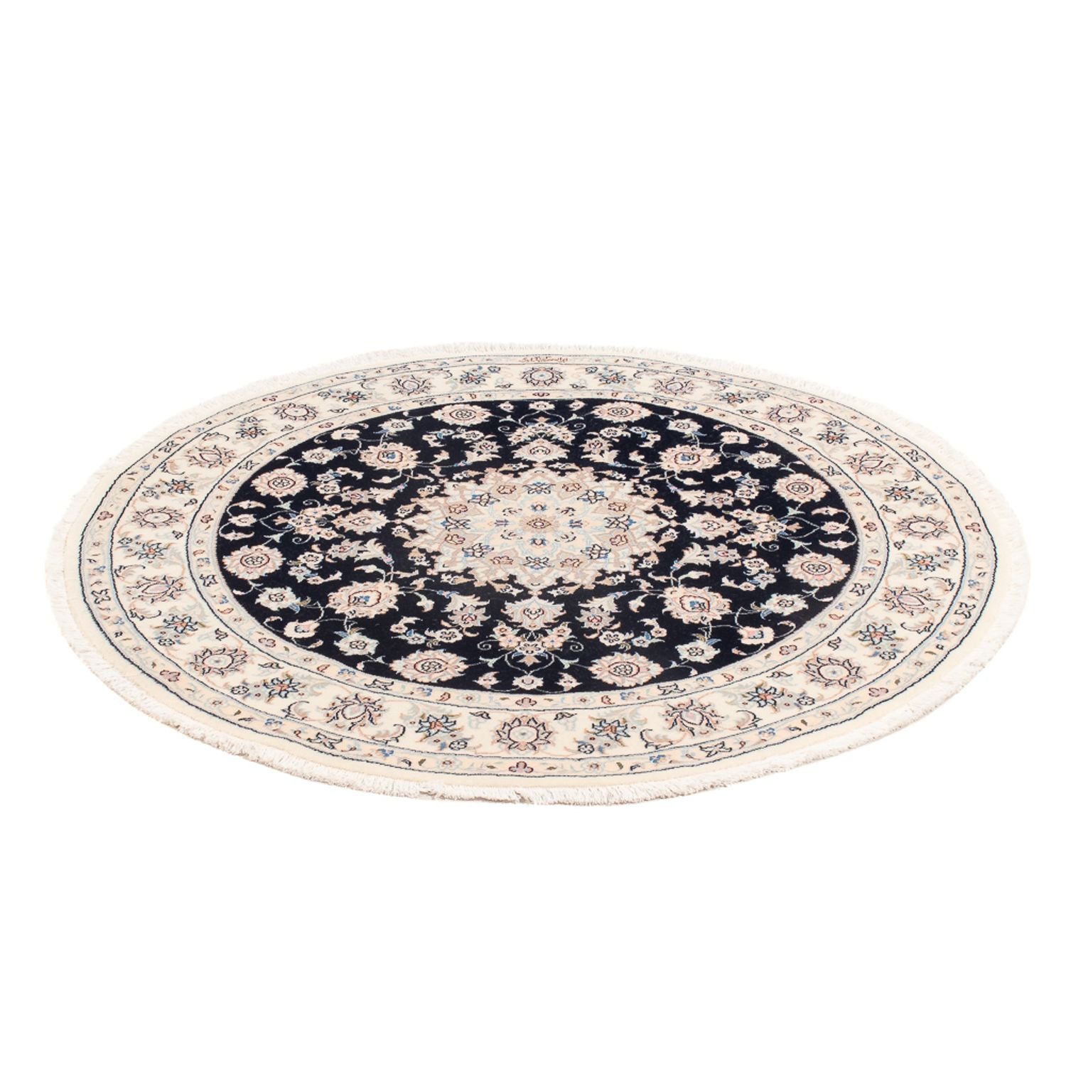 Perserteppich - Nain - Premium rund  - 105 x 104 cm - dunkelblau
