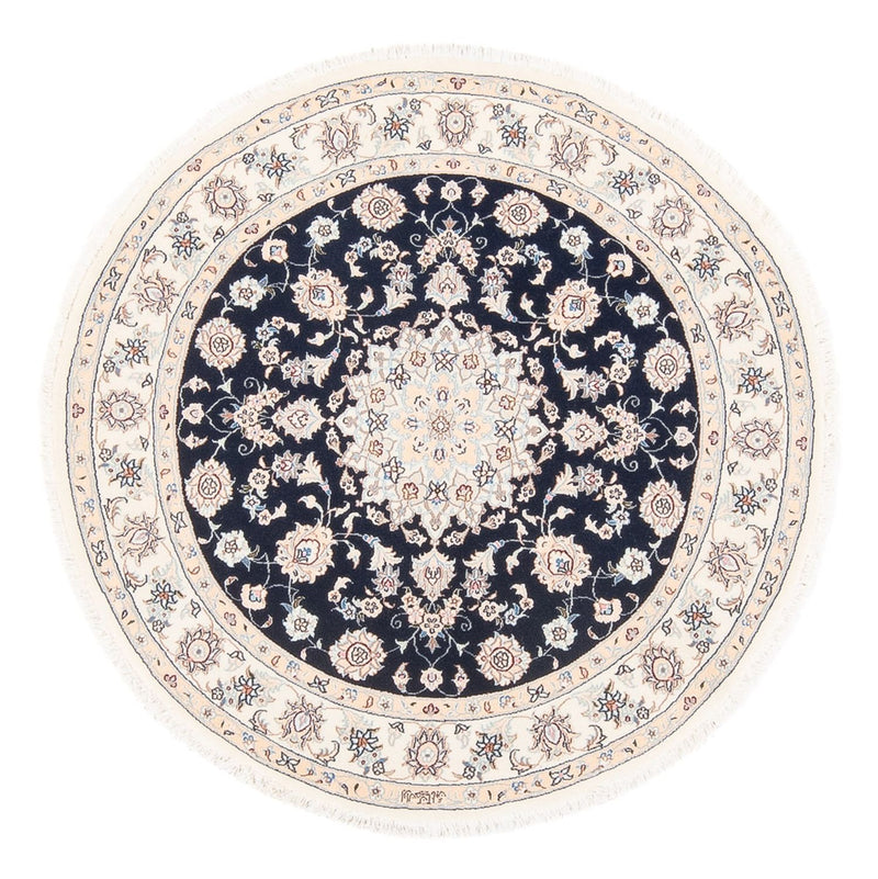 Perserteppich - Nain - Premium rund  - 111 x 105 cm - dunkelblau