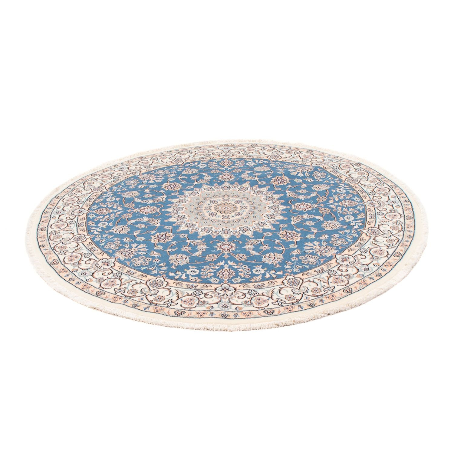 Perserteppich - Nain - Premium rund  - 154 x 151 cm - blau