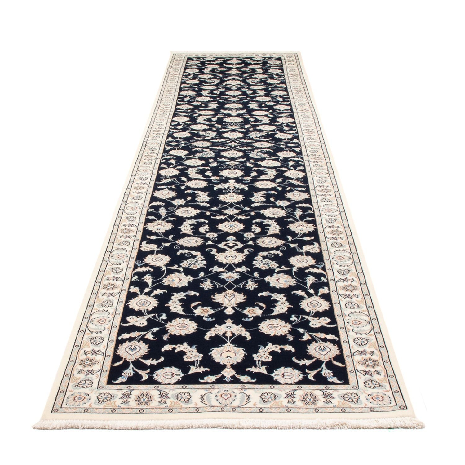 Läufer Perser - Nain - Premium - 394 x 92 cm - dunkelblau