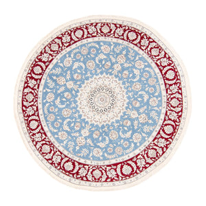 Perserteppich - Nain rund  - 200 x 200 cm - hellblau