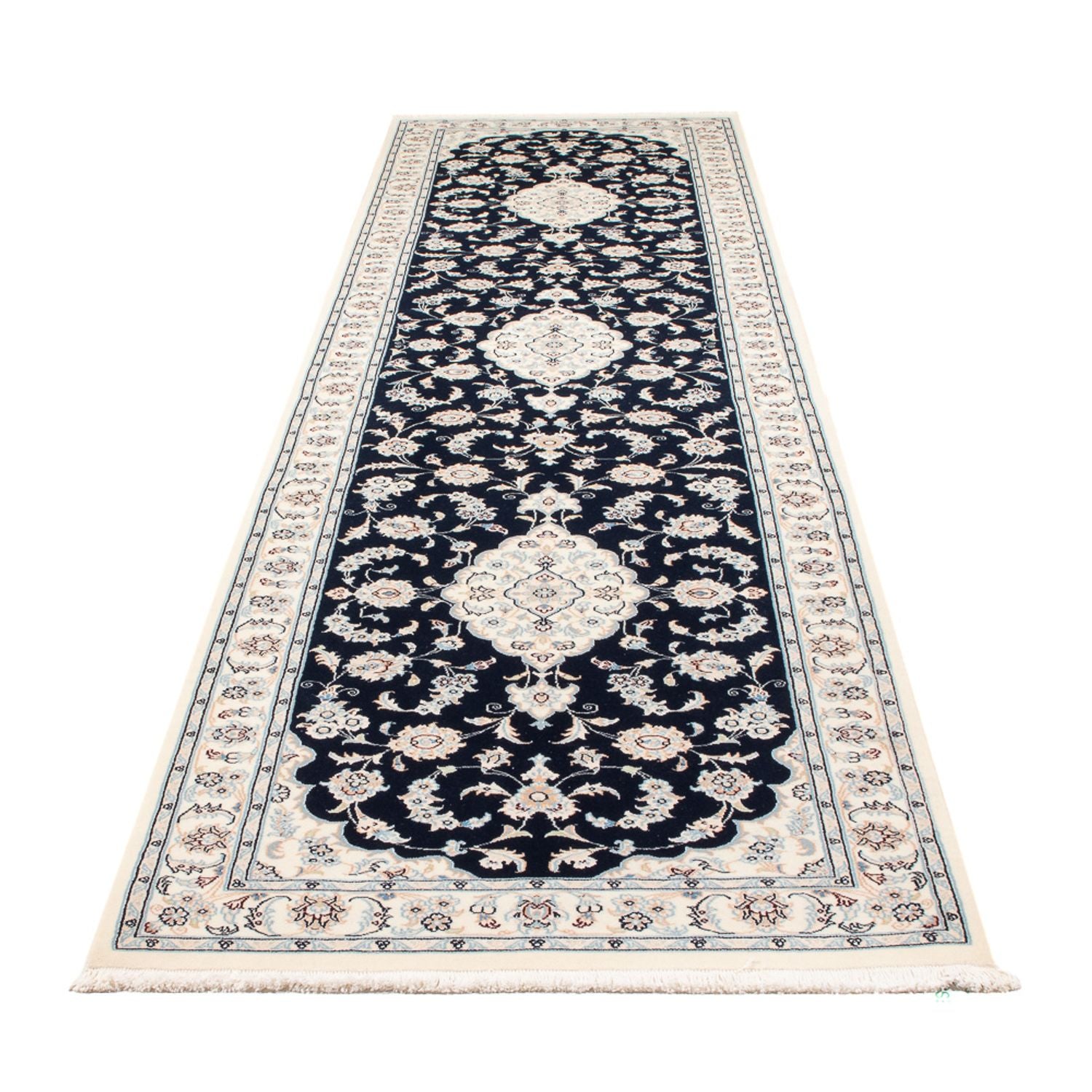 Läufer Perser - Nain - Premium - 346 x 88 cm - dunkelblau