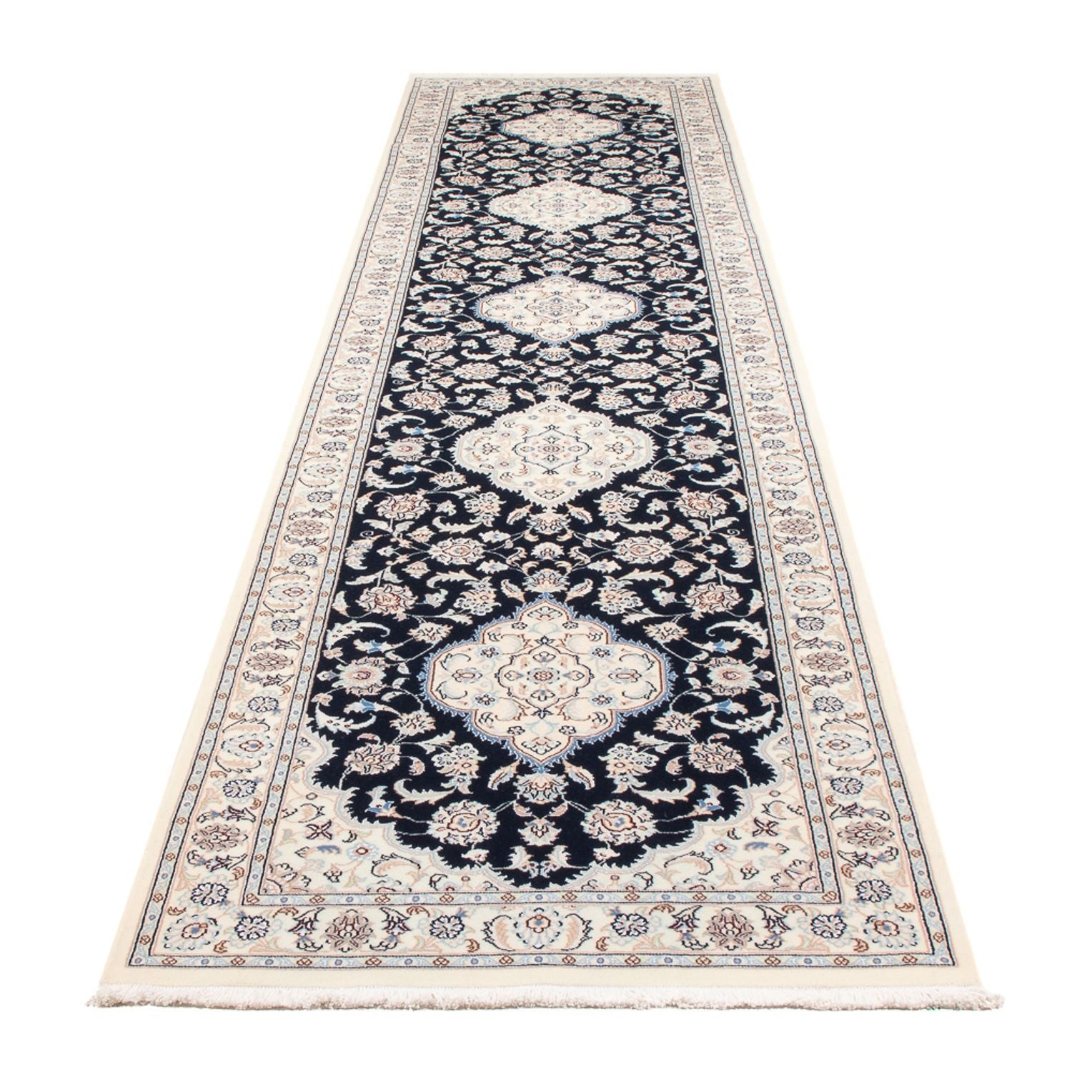 Läufer Perser - Nain - Premium - 388 x 88 cm - dunkelblau