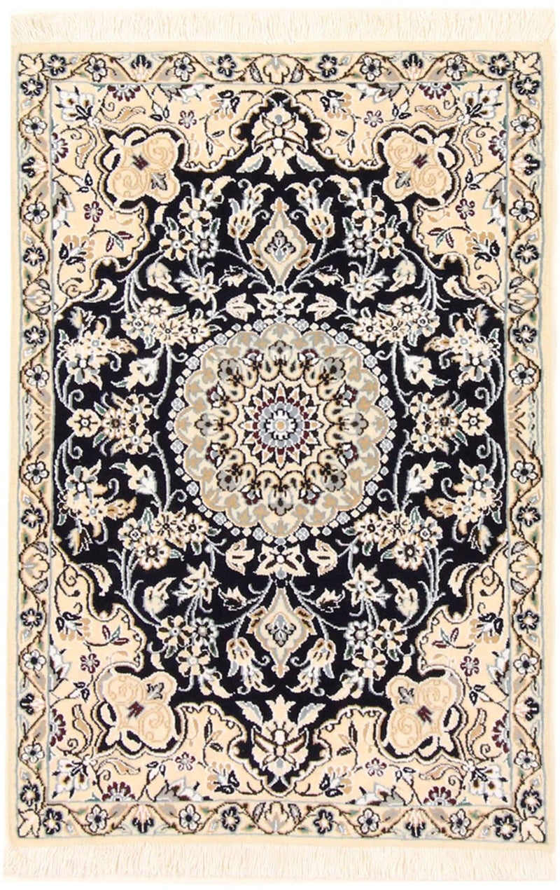 Perserteppich - Nain - Royal - 90 x 60 cm - dunkelblau