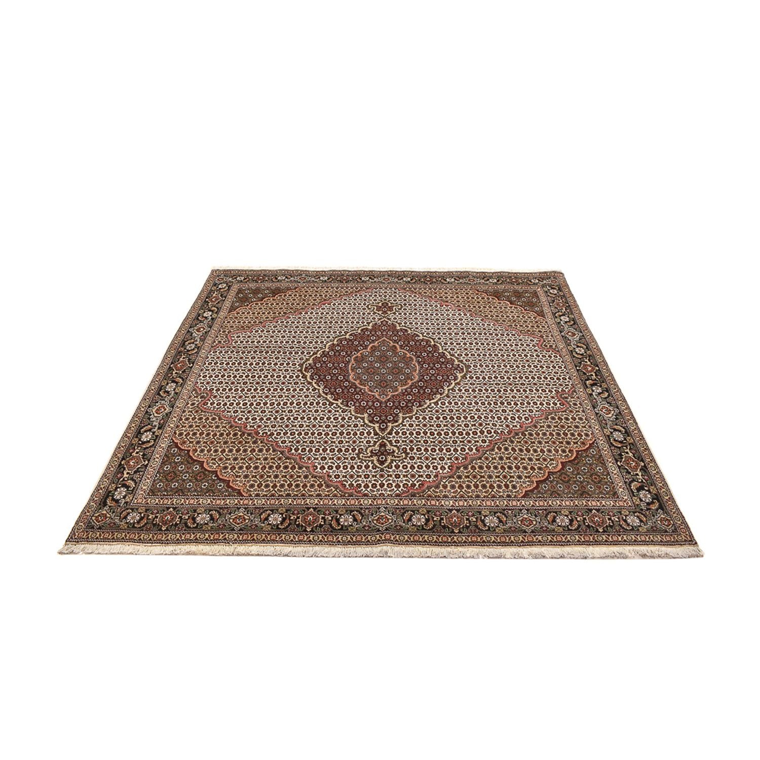 Perserteppich - Täbriz - Royal quadratisch  - 200 x 200 cm - hellbraun