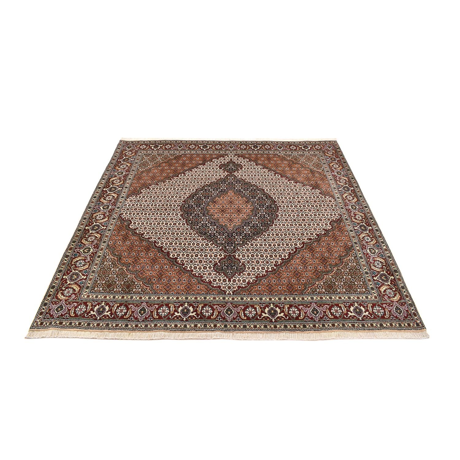 Perserteppich - Täbriz - Royal quadratisch  - 199 x 198 cm - hellbraun