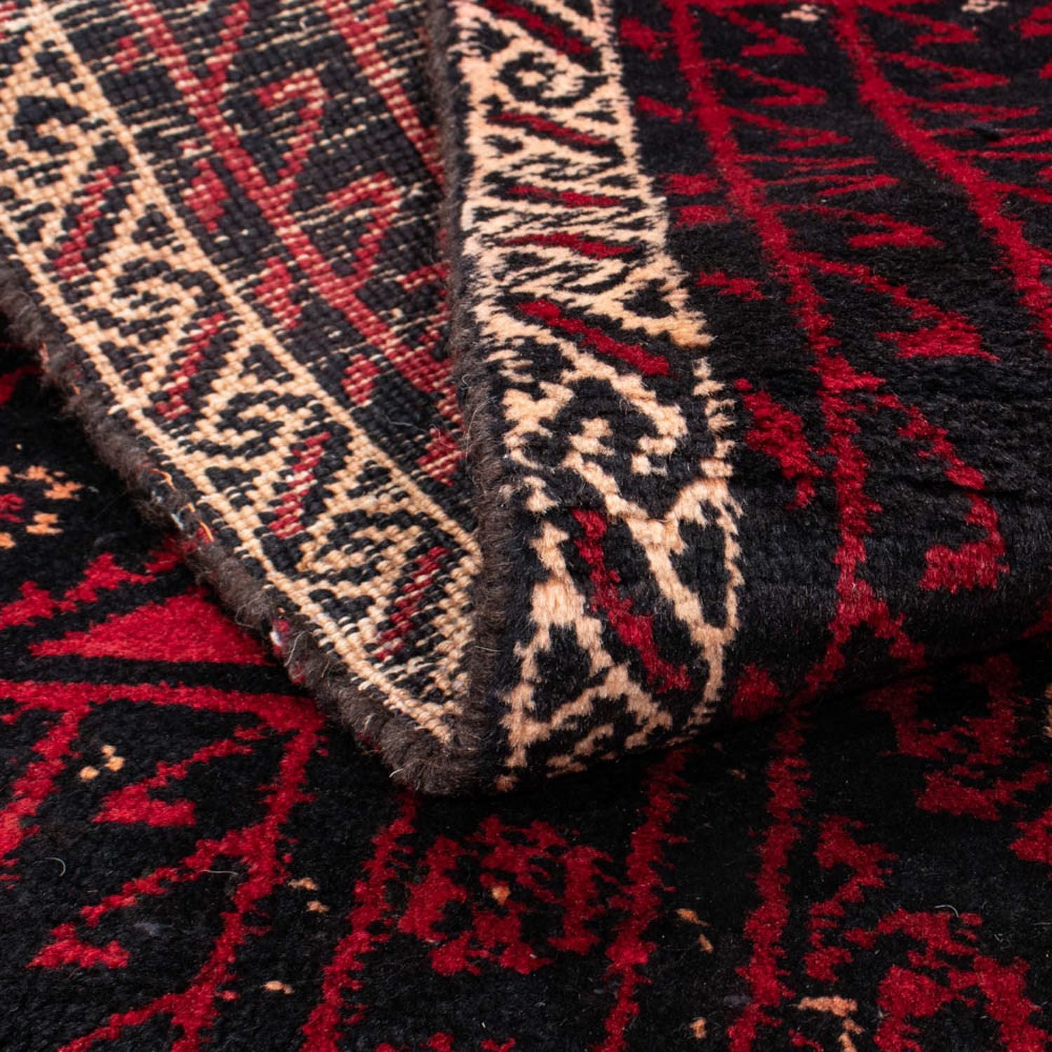 Belutsch Teppich 222 x 110 cm - dunkelrot