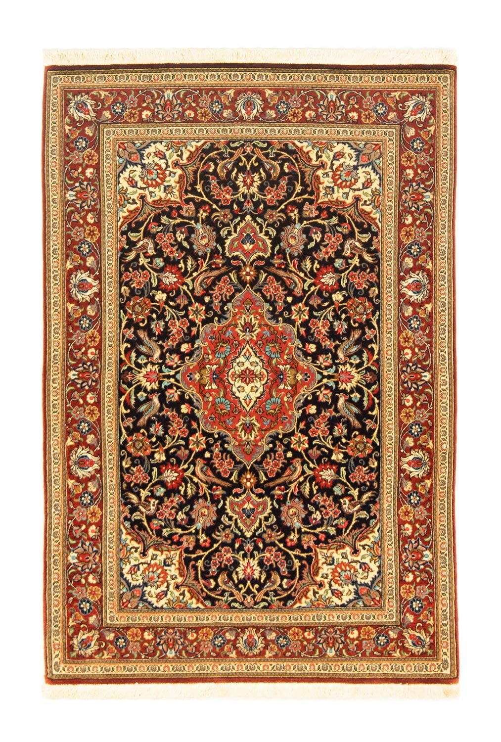 Perserteppich - Ghom 152 x 102 cm - schwarz
