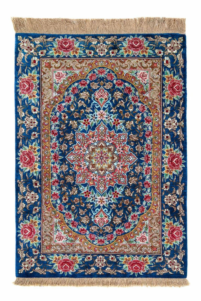 Perserteppich - Ghom 80 x 55 cm - dunkelblau