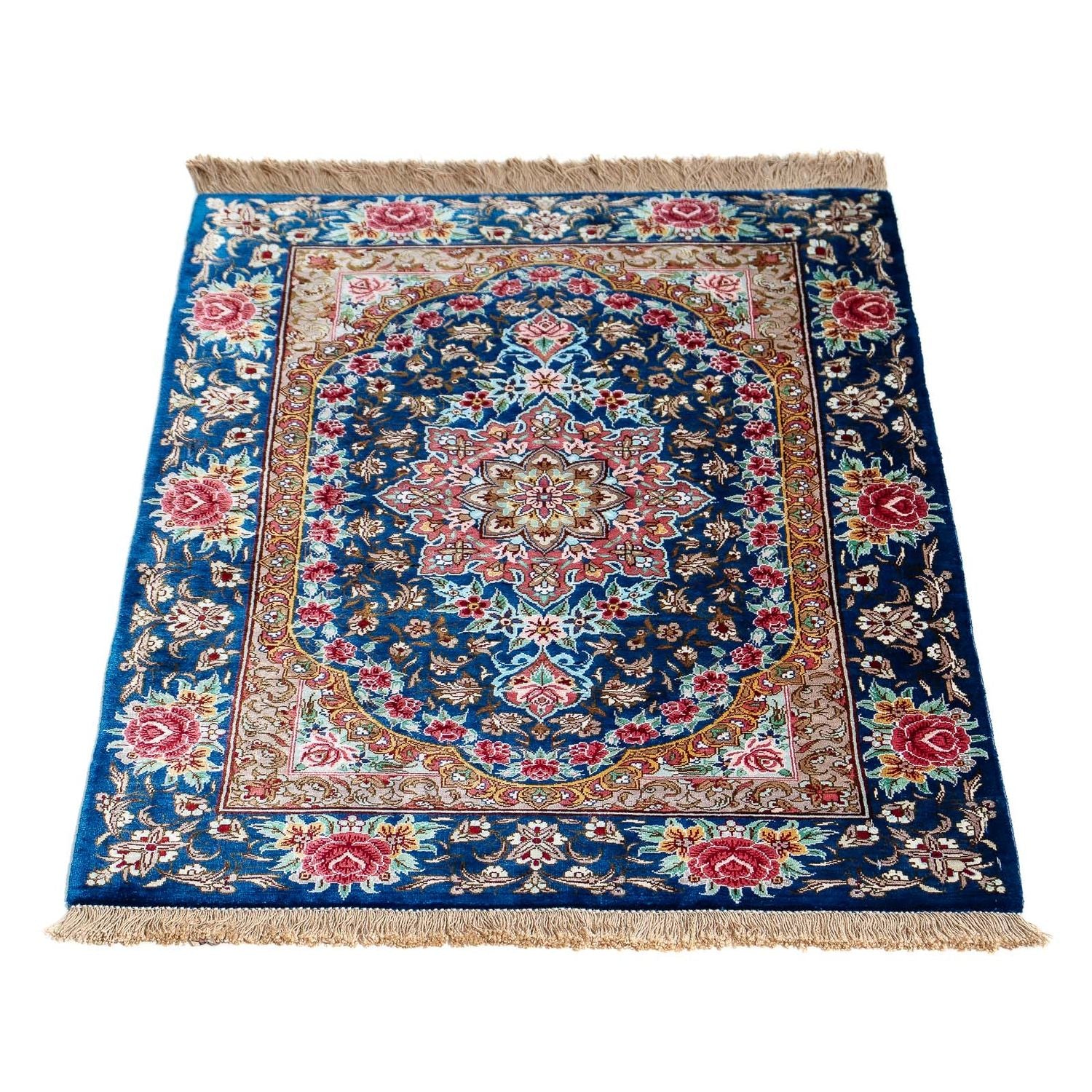Perserteppich - Ghom 80 x 55 cm - dunkelblau