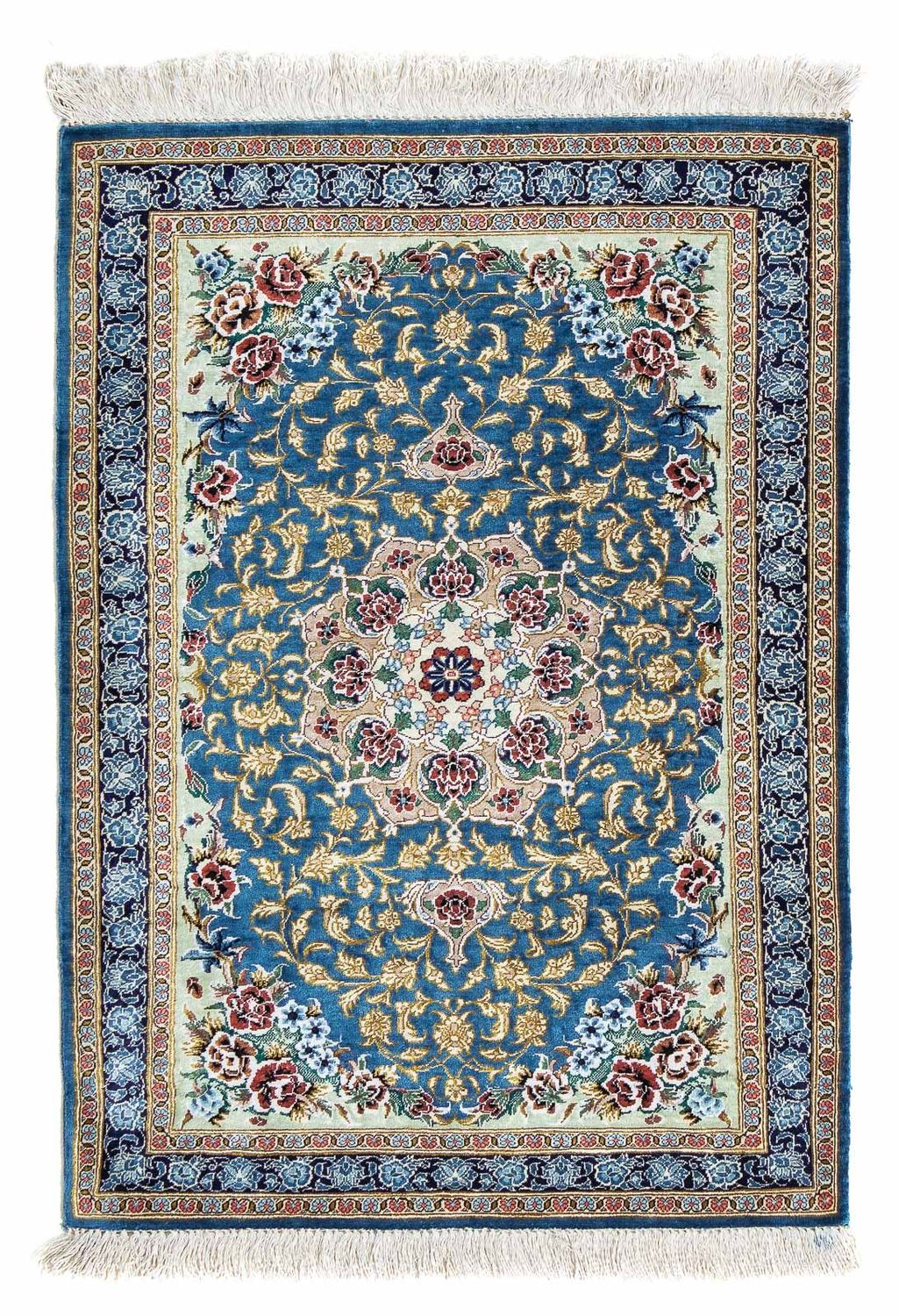Perserteppich - Ghom 86 x 60 cm - blau